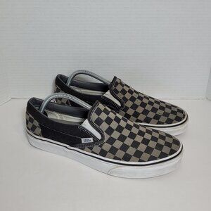 Vans Classic Checkerboard Slip On Skate Sneakers Black & Gray Men's Size 10